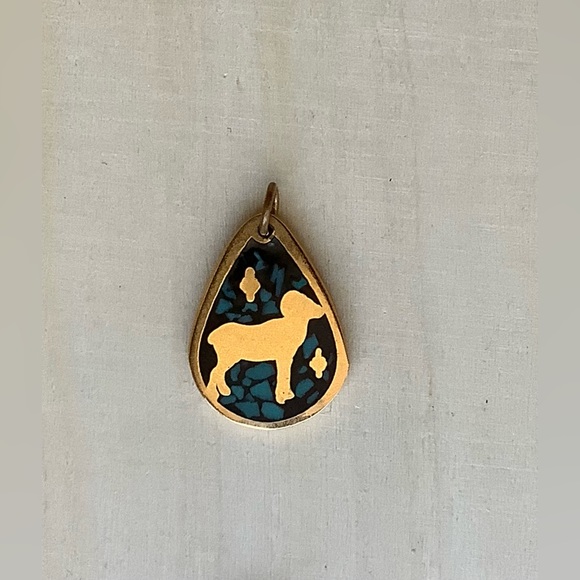 Aries zodiac teardrop pendant charm NEW vintage turquoise - Picture 2 of 5